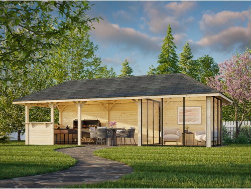 PALMAKO Pavillon »Bianca Set 216 Slide«, BxHxT: 876 x 319 x 300 cm, transparent tauchgrundiert - braun