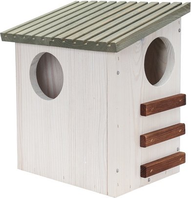 PATKAR Eichhörnchen-Futterhaus, BxL: 26 x 19 cm, Kiefernholz, weiß/grau/walnussfarben - braun