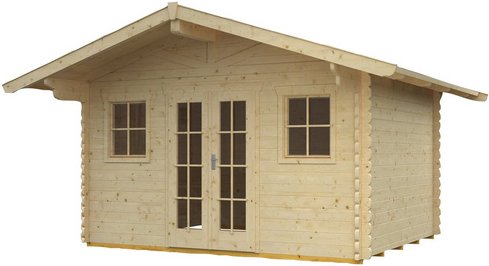 SKANHOLZ Gartenhaus »Davos«, Holz, BxHxT: 480 x 287 x 300 cm (Außenmaße inkl. Dachüberstand) - beige