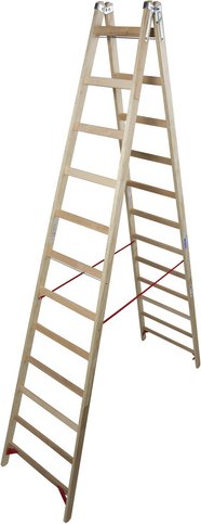 Thumbnail - KRAUSE Sprossen-Doppelleiter »STABILO«, Anzahl Sprossen: 24, aus Holz - braun
