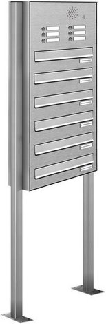 AL BRIEFKASTENSYSTEME Briefkasten, Parteien: 6, Zaundurchwurf, BxHxT: 46,5 x 170 x 27,5 cm - silberfarben
