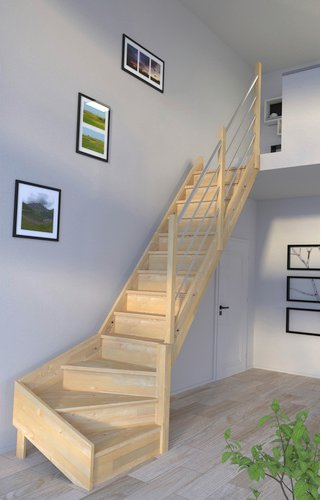 STARWOOD Raumspartreppe »Korfu«, Fichtenholz, 13 Stufen, max. Geschosshöhe 300 cm - braun