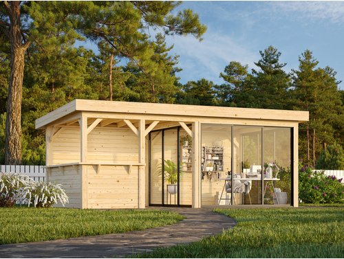 PALMAKO Pavillon »Lenna Set 408 Slide«, BxHxT: 588 x 245 x 300 cm, naturbelassen - braun