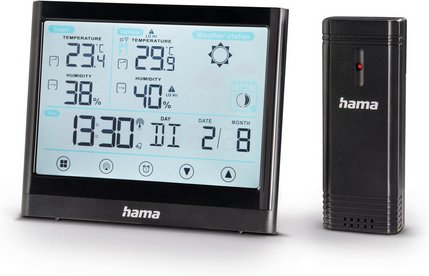 hama Wetterstation »Full Touch«, schwarz, Kunststoff - silberfarben | schwarz