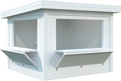 PALMAKO Marktstand »Lenna«, Aufstellmaße BxTxH: 340 x 340 x 245 cm, lackiert, Holz - weiss