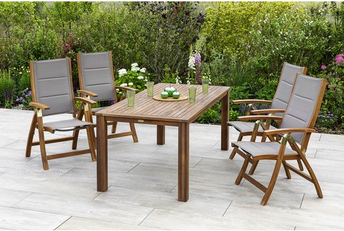 Thumbnail - MERXX Gartenmöbelset »Acapulco«, 4 Sitzplätze, Akazienholz/Textil - grau