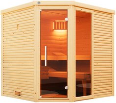 WEKA Sauna »CUBILIS 2«, 6 Personen, inkl. 9 kW Ofen mit integrierter Steuerung - braun