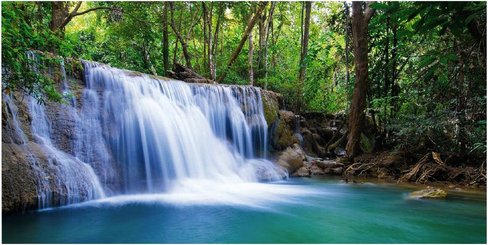 mySPOTTI Badrückwand »Waterfall«, BxH:90 cm x 45 cm, blau