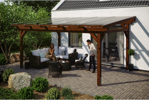 SKANHOLZ Terrassenüberdachung »Sanremo«, Breite: 541 cm, Dach: Polycarbonat (PC), nussbaum - braun