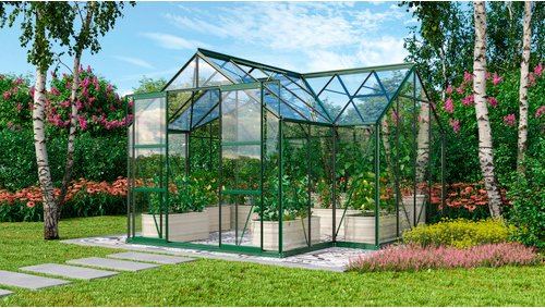 VITAVIA Gewächshaus »Sirona Plus«, BxHxL: 383 x 254 x 383 cm - gruen