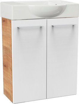 FACKELMANN Waschplatz-Set »SBC Gäste Bad«, 55cm rechts Asteiche/Weiß - weiss