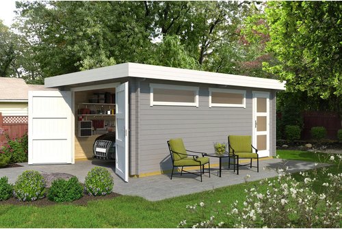 WEKA Garage, BxT: 422,7 x 600 cm, holz - grau