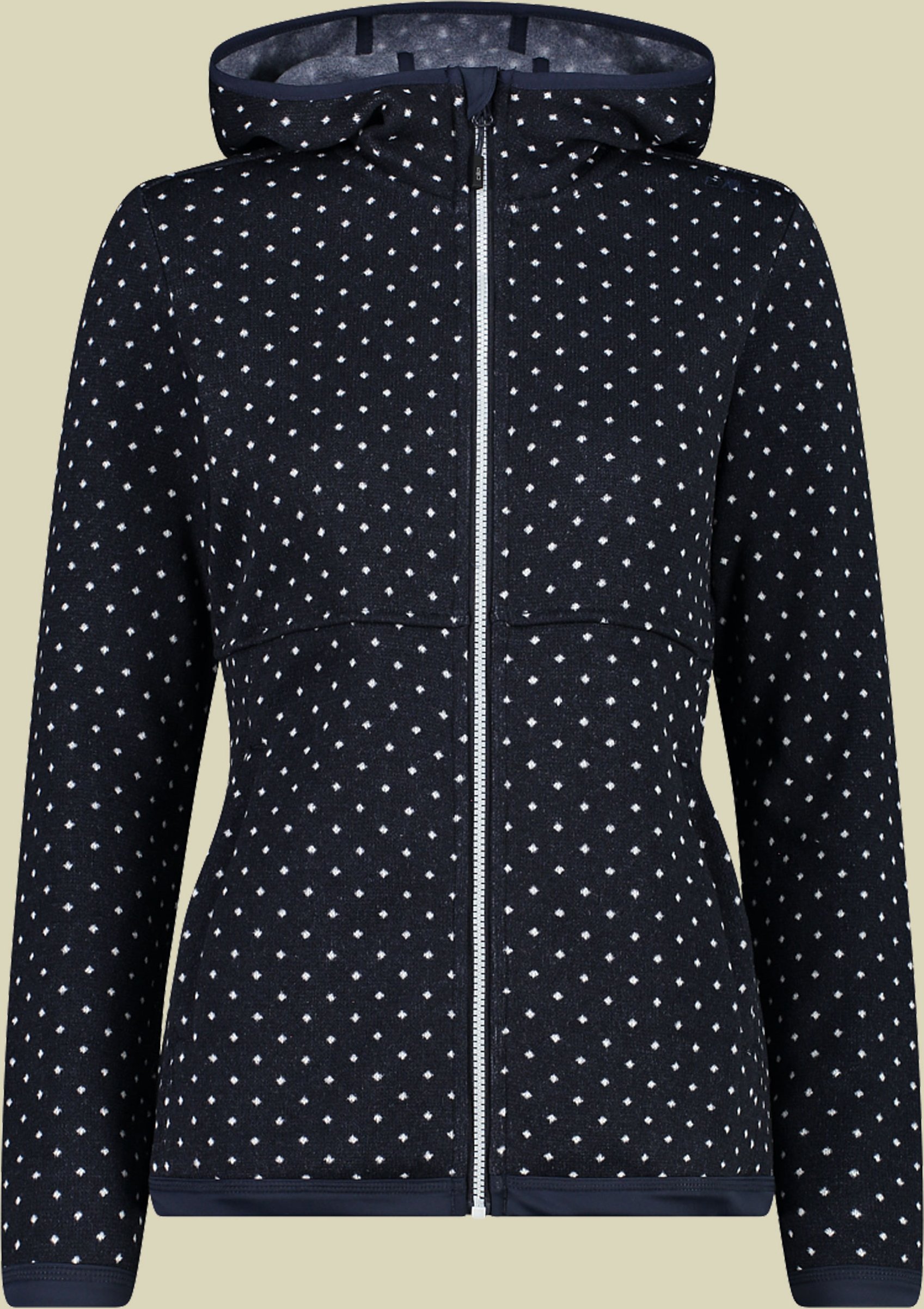 Woman Jacket Fix Hood Jacquard Knitted 33H1966 Größe 42 Farbe b.blue-bianco