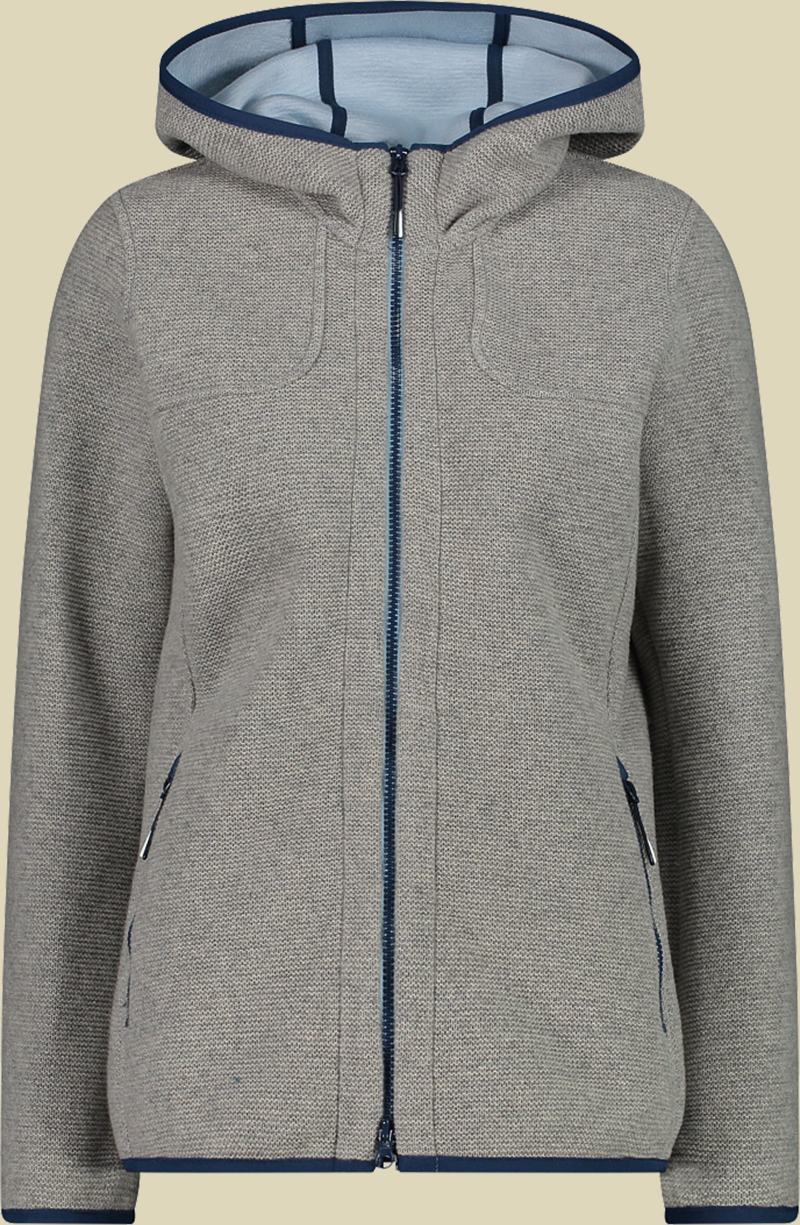 Woman Jacket Fix Hood Bonded Wooltech 32M1606 Größe 34 Farbe 40UM grigio melange-cristall blue
