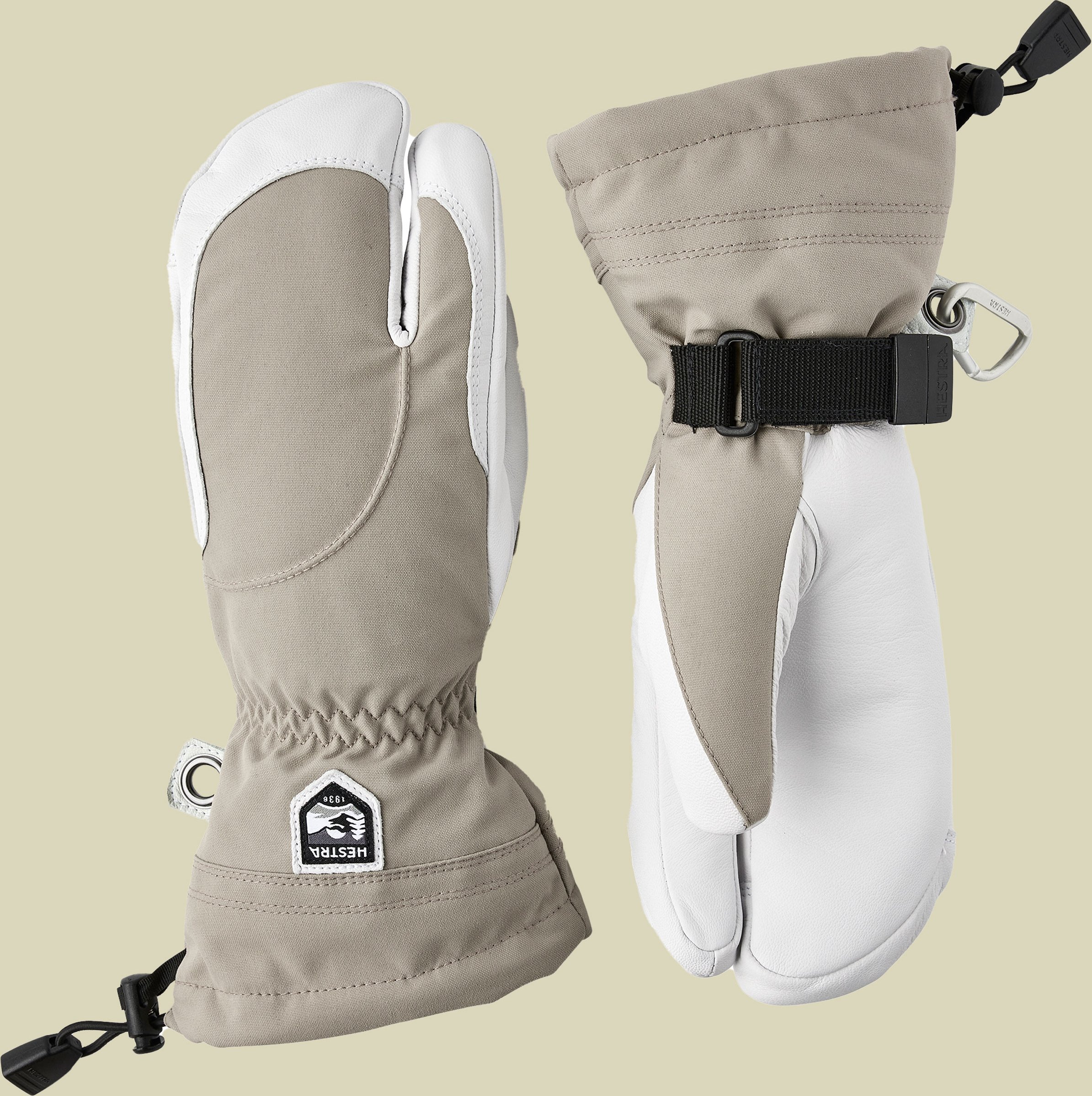 Heli Ski Female 3-Finger grün 9 - khaki/offwhite
