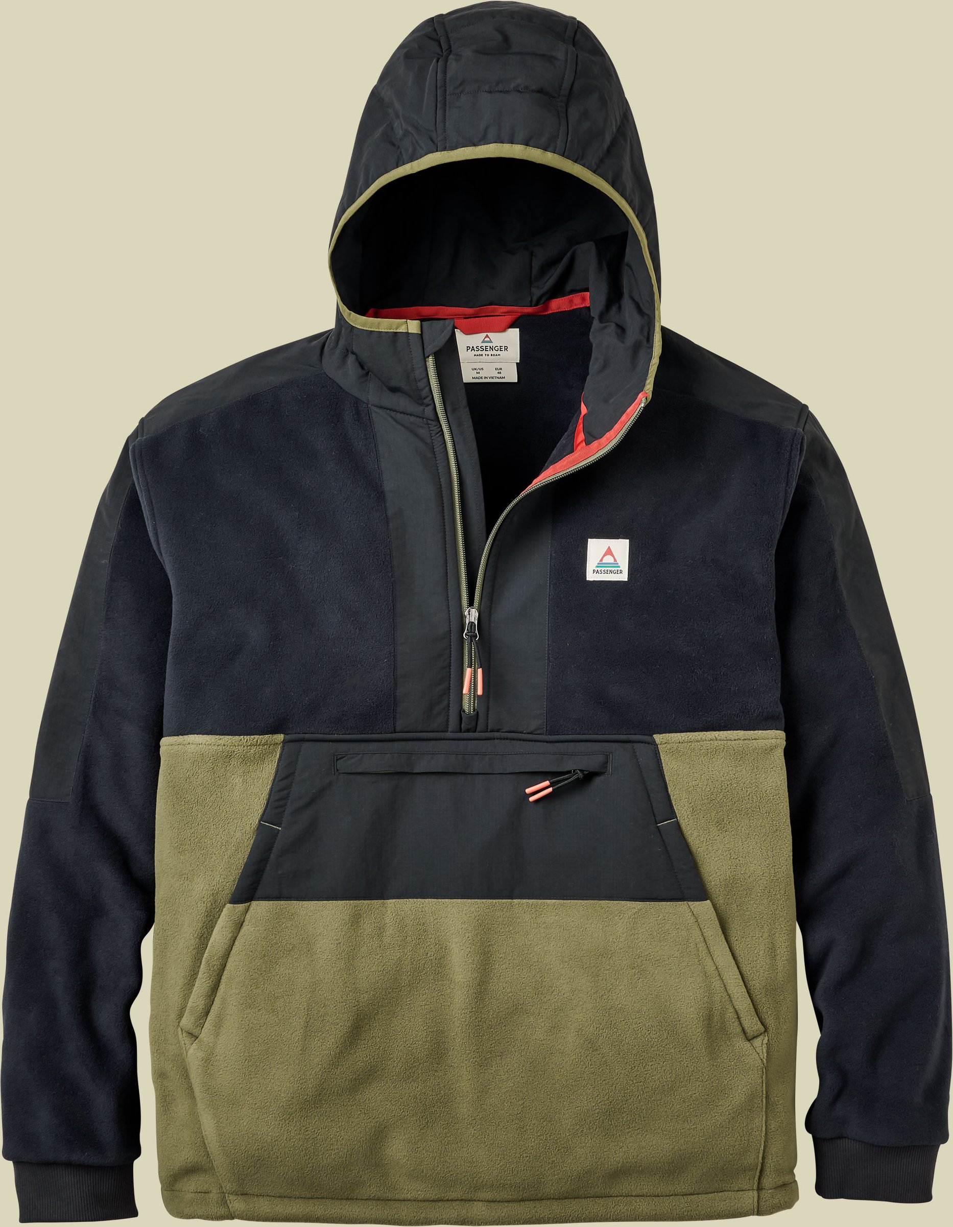 Woodland Hooded 1/2 Zip Recycled Polar Fleece XL mehrfarbig- black/khaki