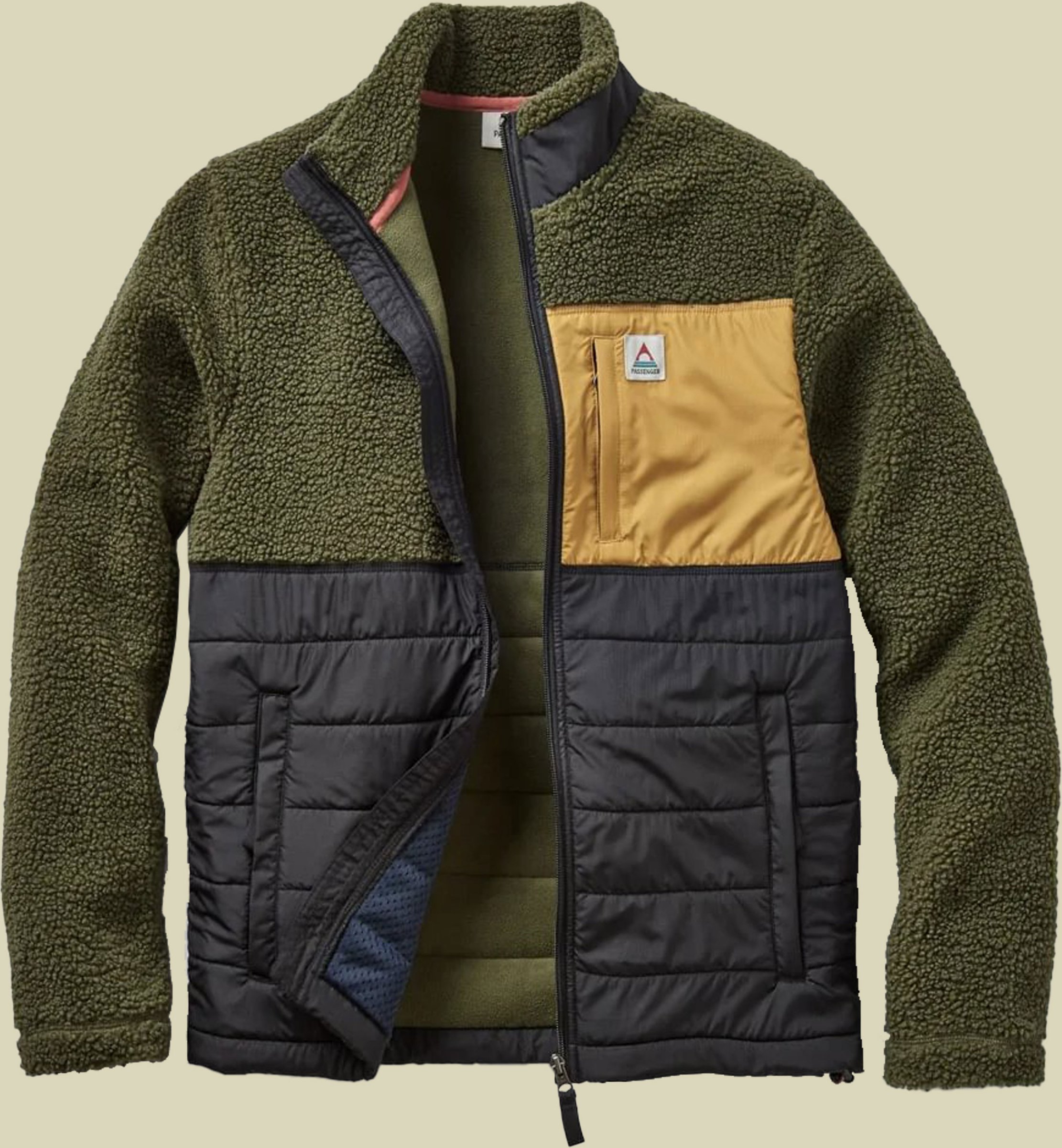 Born Explorer Recycled Polar-Lined Sherpa Fleece Men M grün - khaki