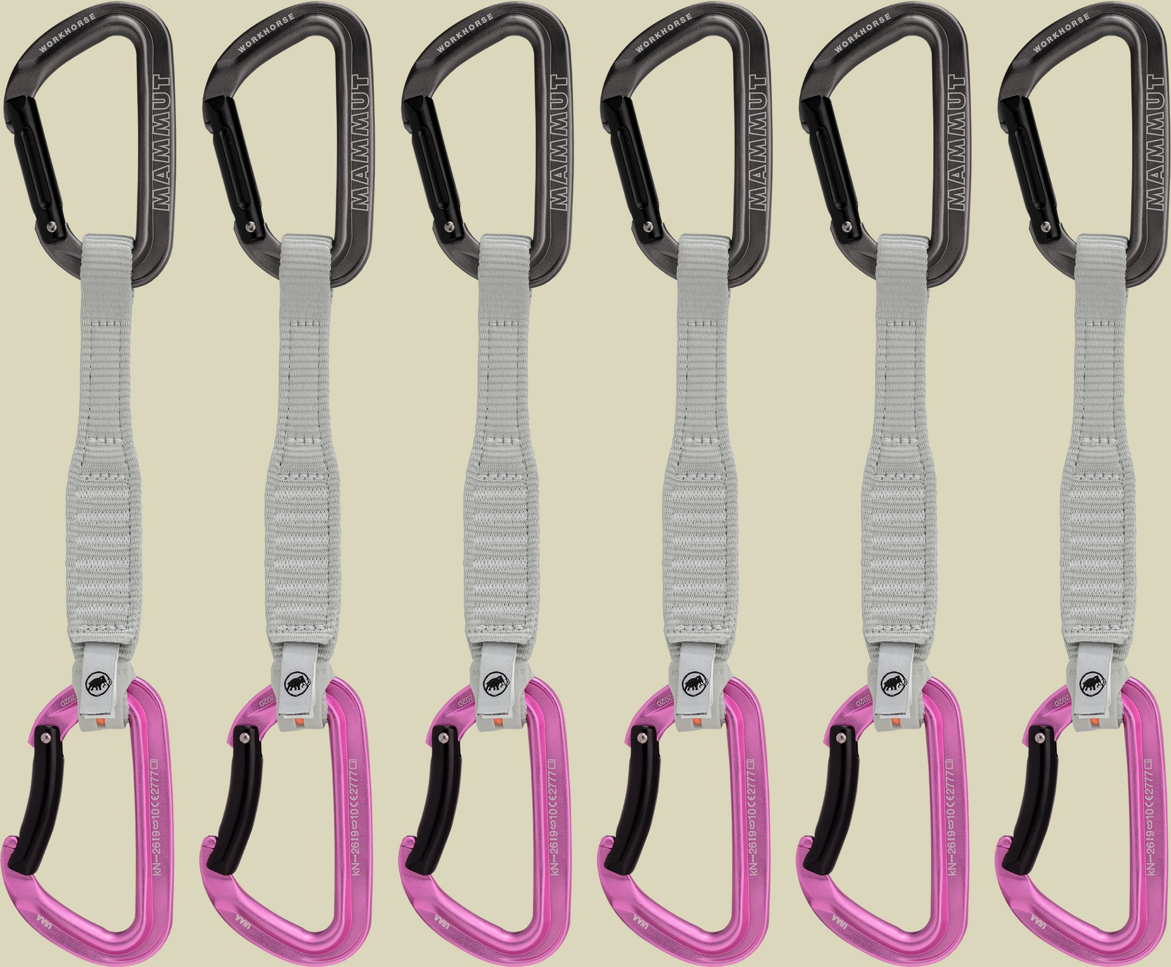 Workhorse Keylock 17 cm 6-Pack Quickdraws Größe 17 cm Straight Gate/Bent Gate Key Lock, Farbe grey-pink