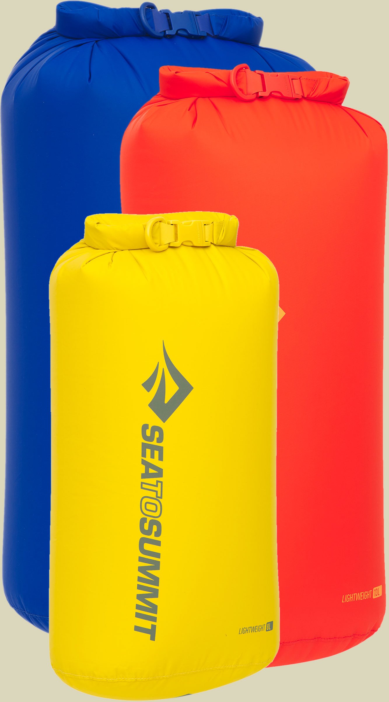 Lightweight Dry Bag Set sulphur, spicy orange, surf the web Volumen 8,13,20