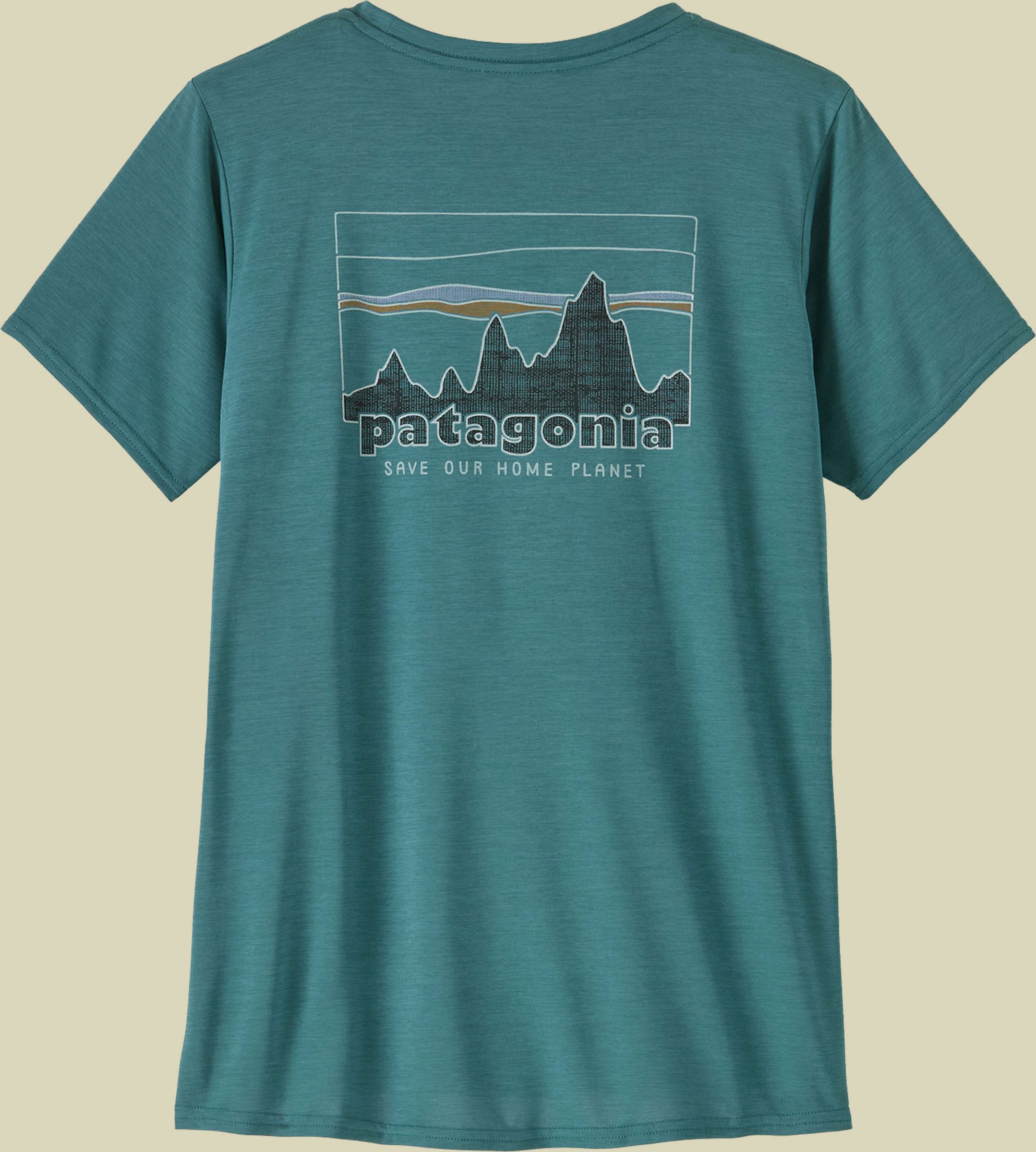 Capilene Cool Daily Graphic Shirt Women mehrfarbig S - '73 skyline: wetland blue x-dye