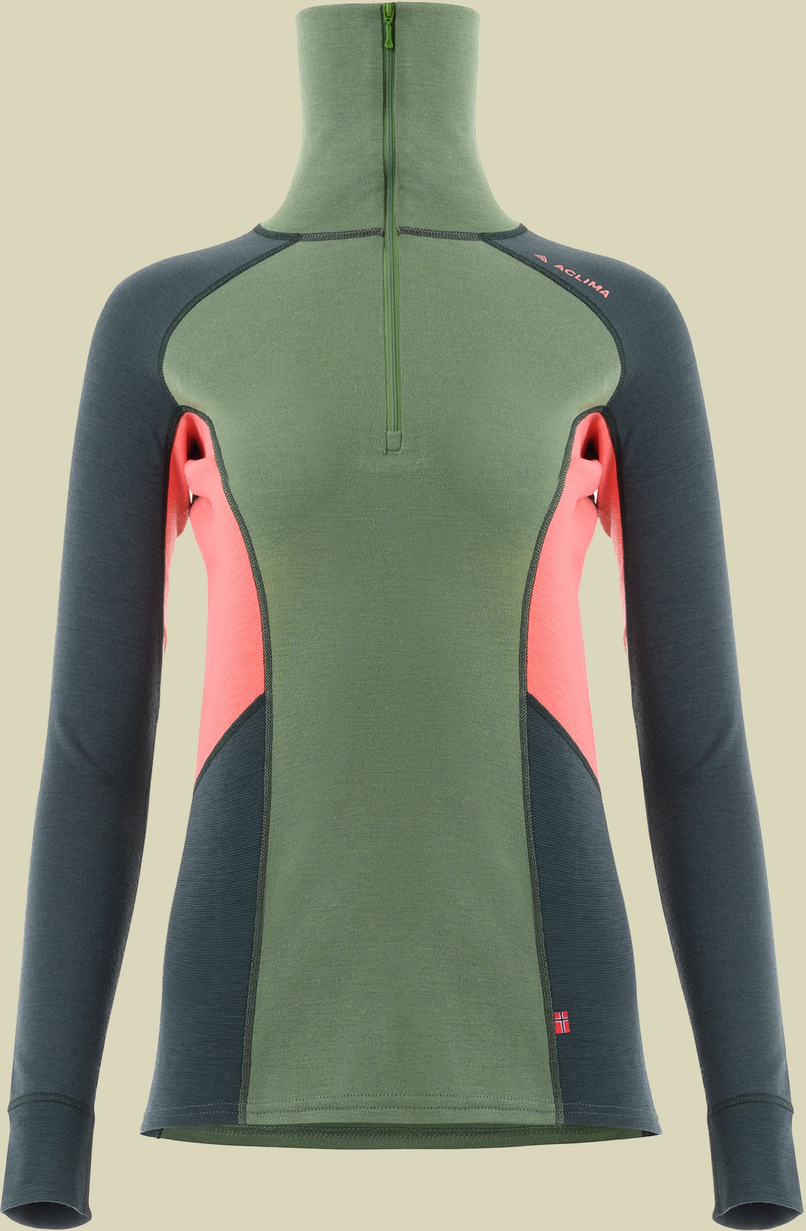 WarmWool Polo Women Größe L Farbe dill/green gables/spiced coral