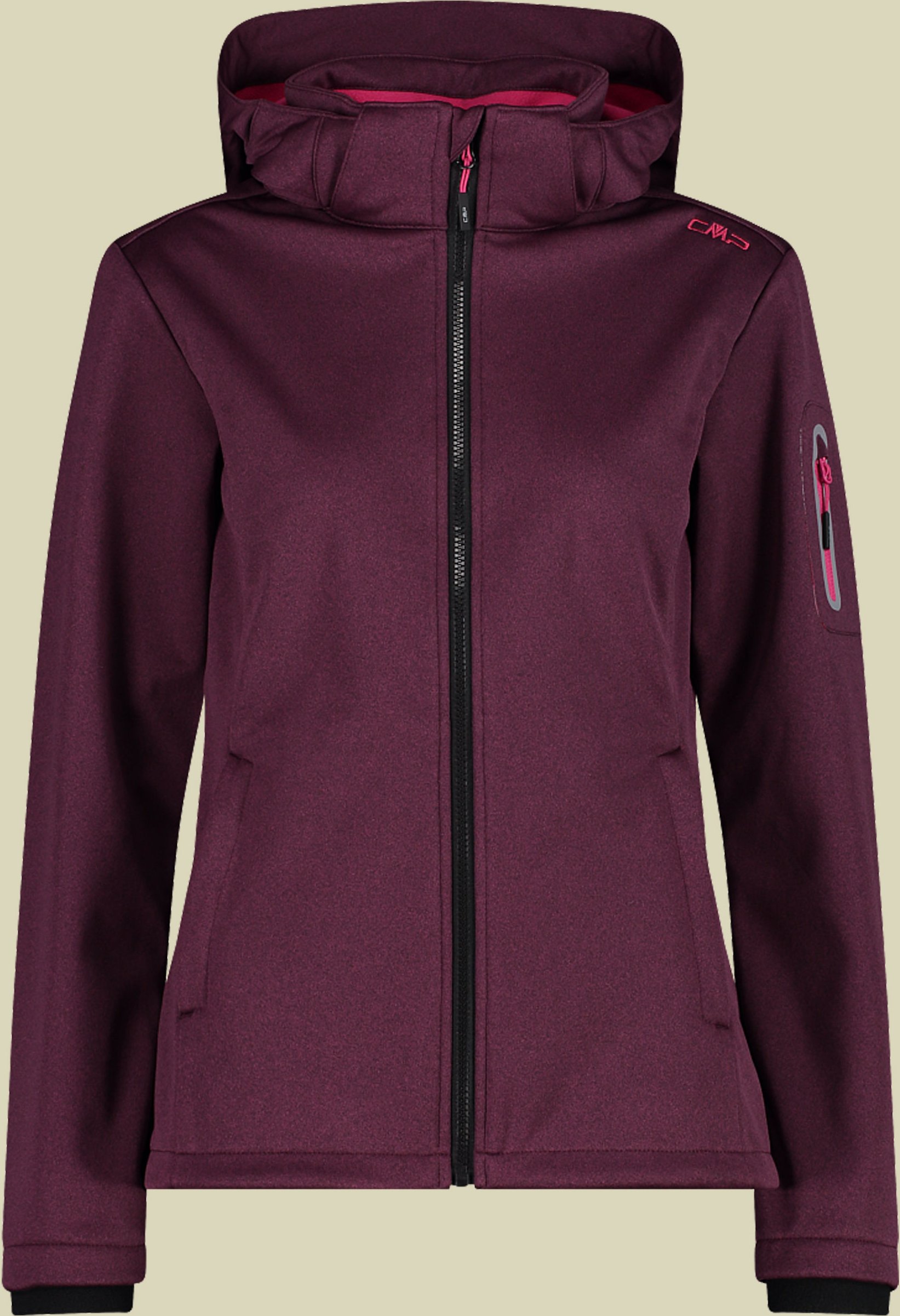 Woman Jacket Zip Hood Melange Softshell 39A5006M Größe 38 Farbe 11CM amaranto mel-fuchsia