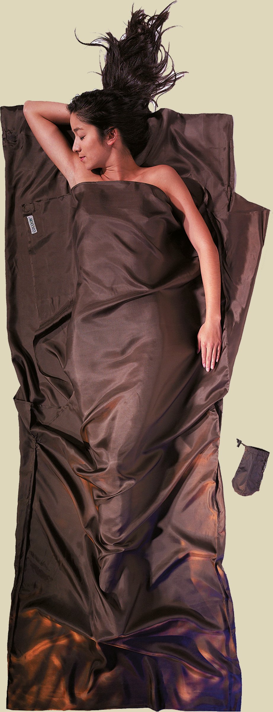 TravelSheet Seide Größe 220 x 90 cm Farbe muddy elephant