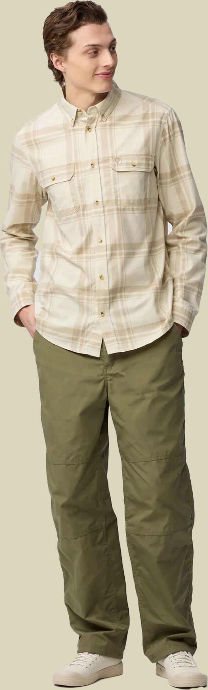 Övik Light Flannel Shirt Men L beige - Farbe chalk white-fossil