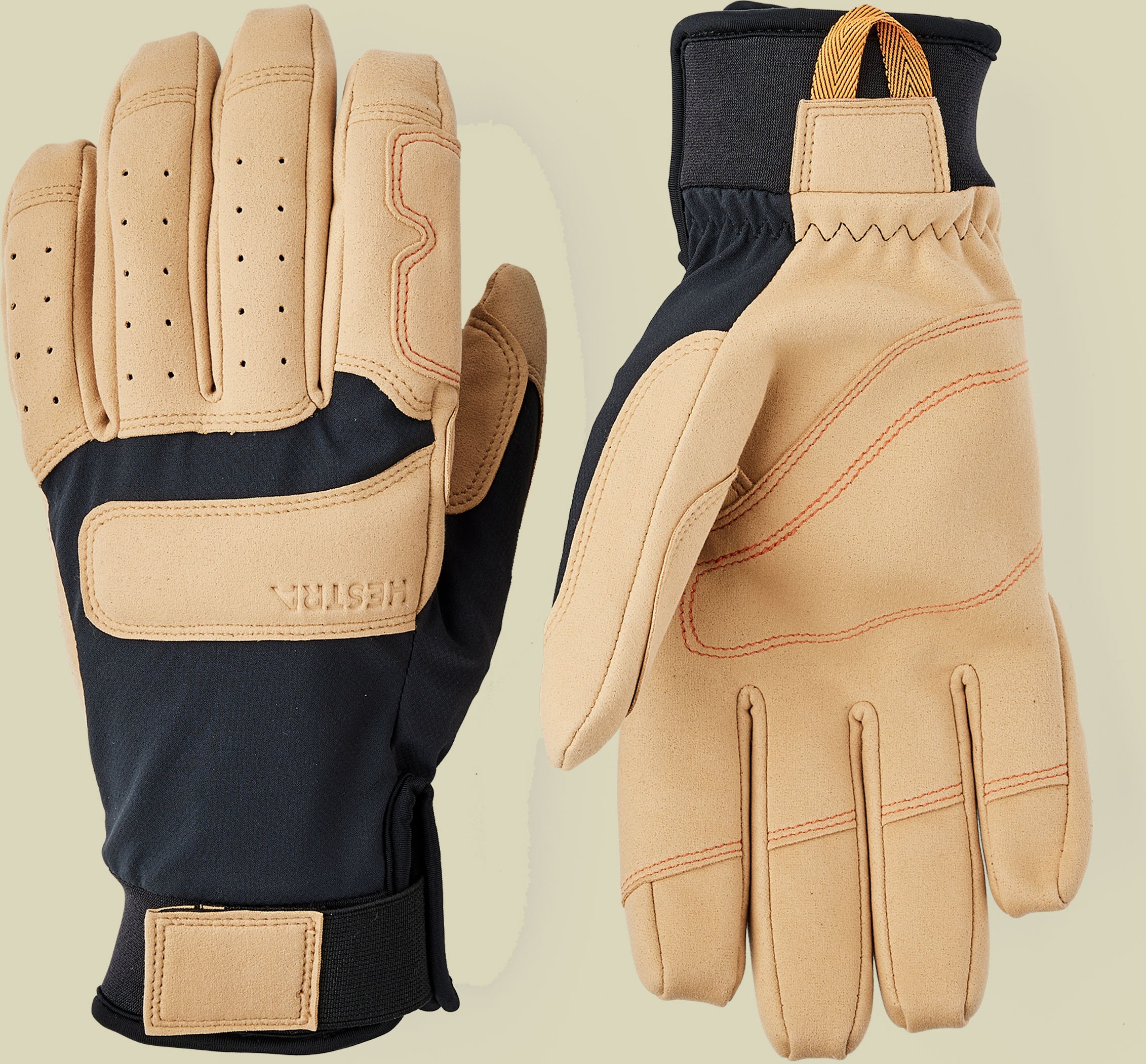 Climbers Duratan Long - 5 finger Größe 11 beige - black/tan