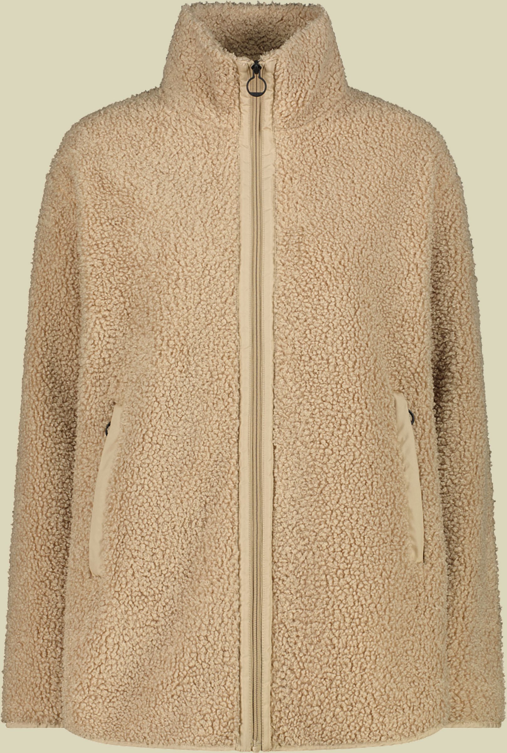 Woman Long Jacket Bonded Teddy with inner Polar Fleece 42 braun - Farbe cookie