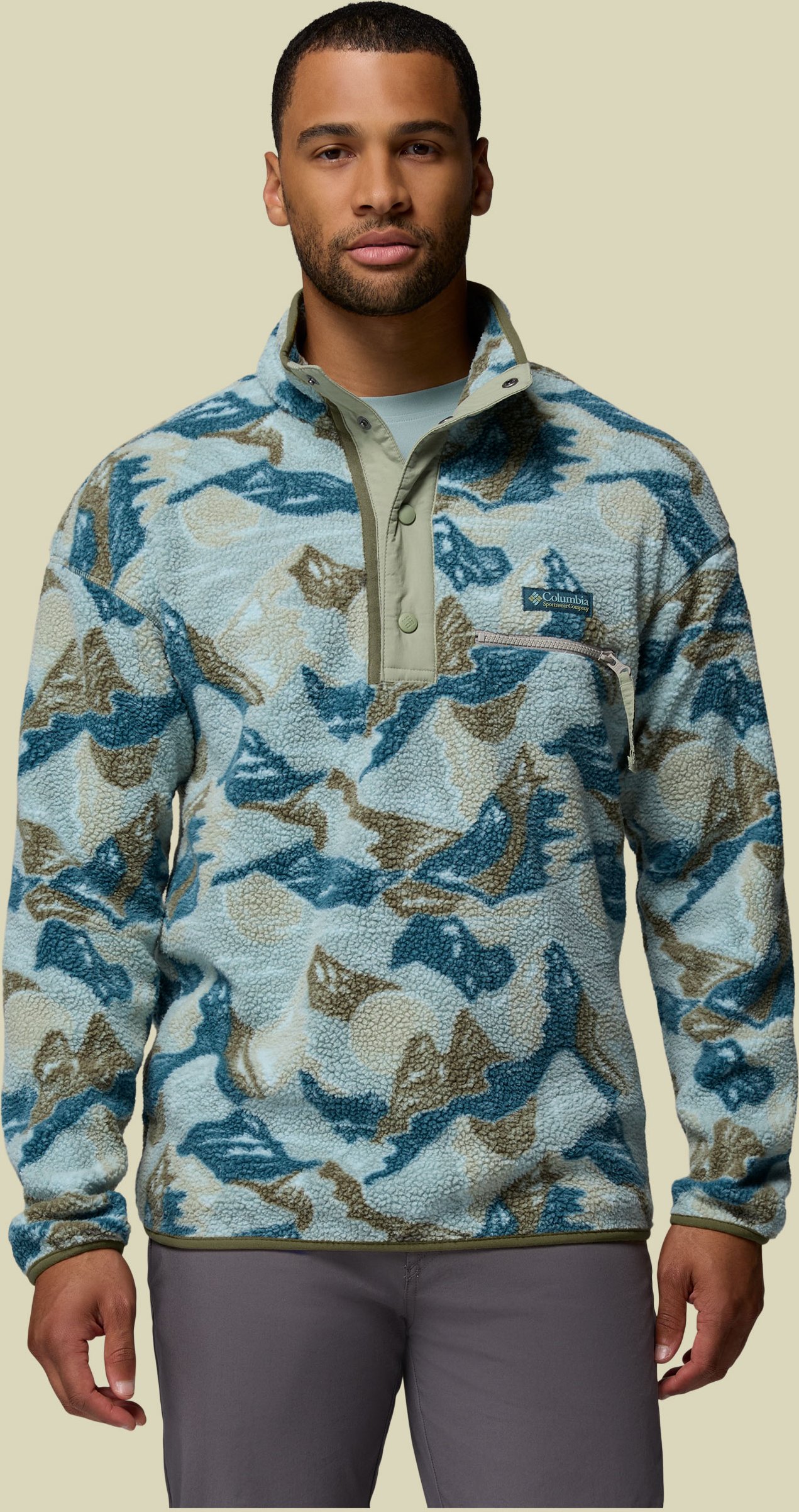 Helvetia II Printed Half Snap Fleece Men S mehrfarbig grün - safari,sunscap