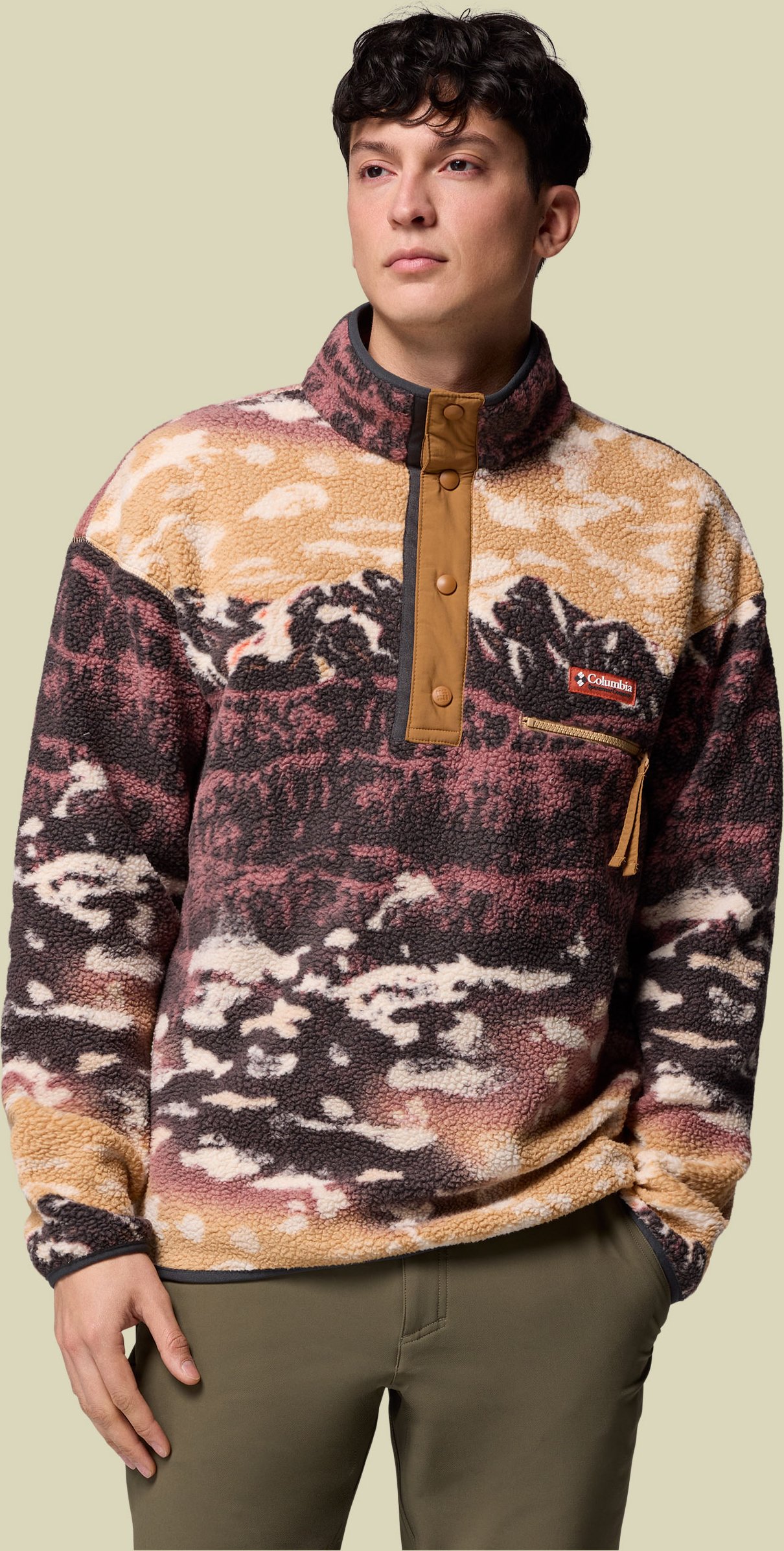 Helvetia II Printed Half Snap Fleece Men XL mehrfarbig hellbraun - Farbe camel brown sisters