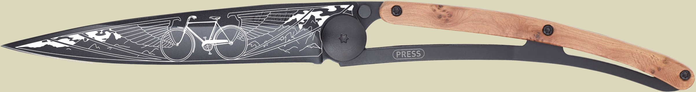 Deejo Taschenmesser 37g Wachholderholz Schwarz Größe one size Farbe Fahrrad