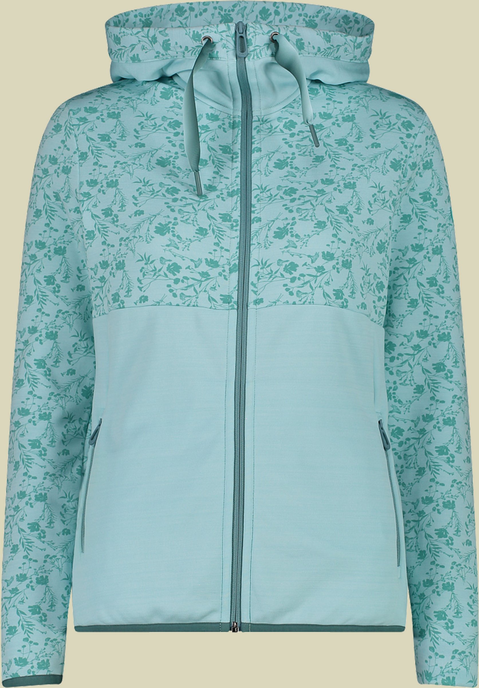 Woman Jacket Fix Hood Printed Stretch 35E7426 38 grün - E425 opale melange