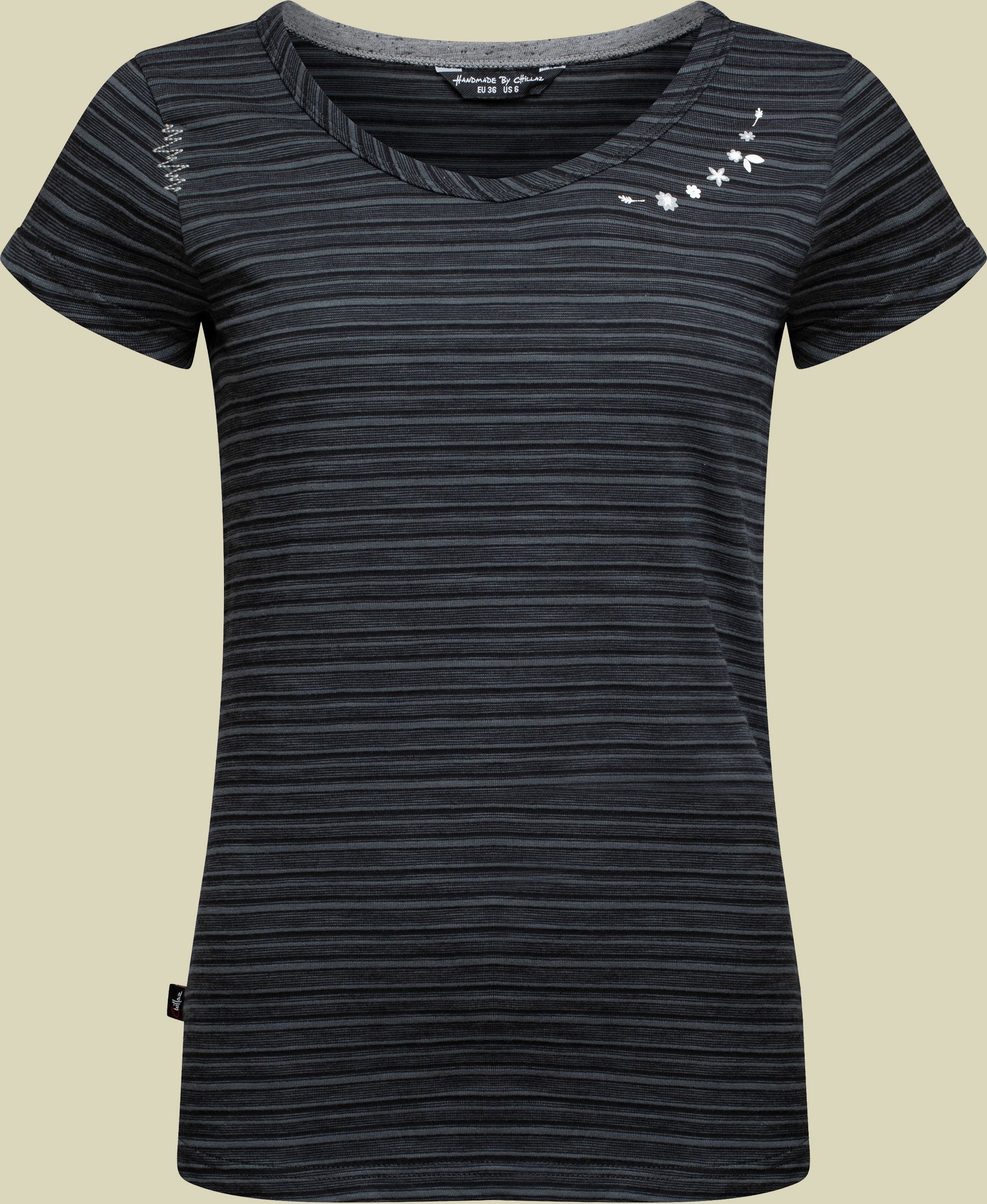 Fancy Flower T-Shirt Women 38 schwarz - black