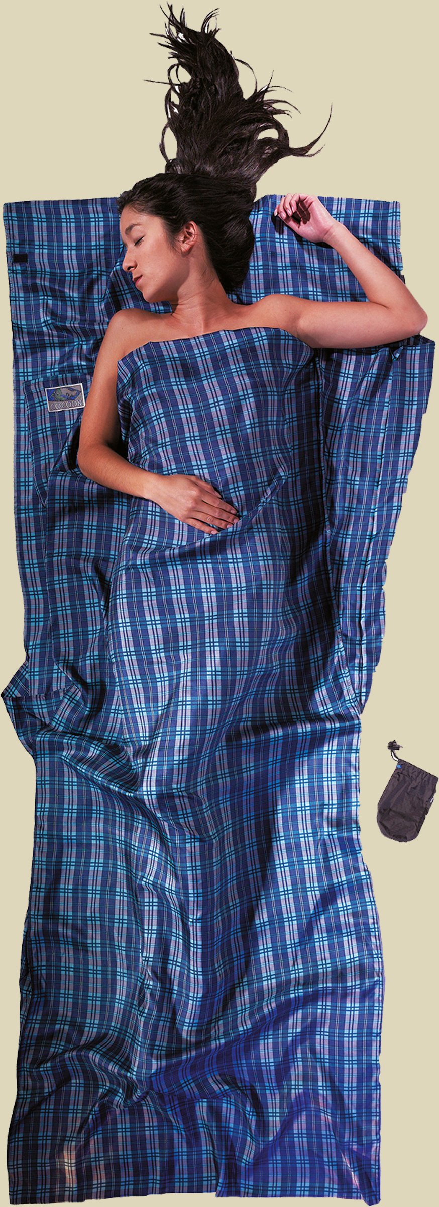 TravelSheet Seide Größe 220 x 90 cm Farbe checked silk