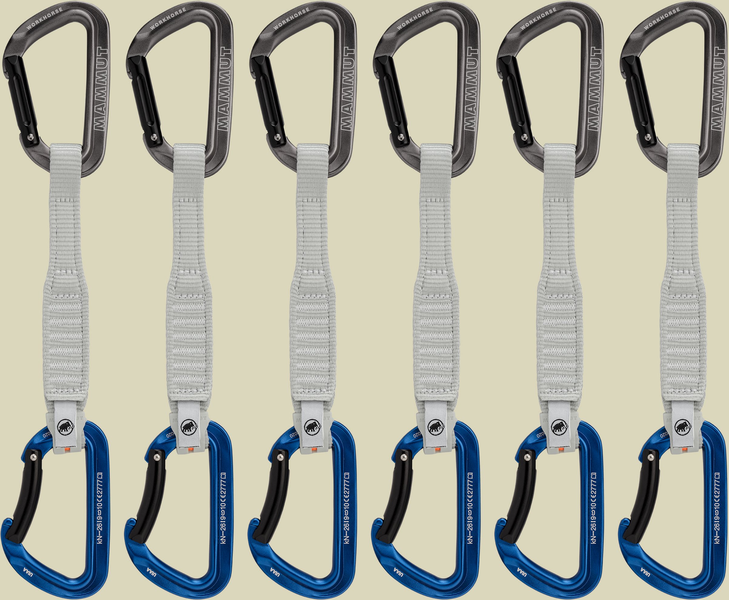 Workhorse Keylock 17 cm 6-Pack Quickdraws Größe 17 cm Verschluss Straight Gate/Bent Gate Key Lock, Farbe grey-blue