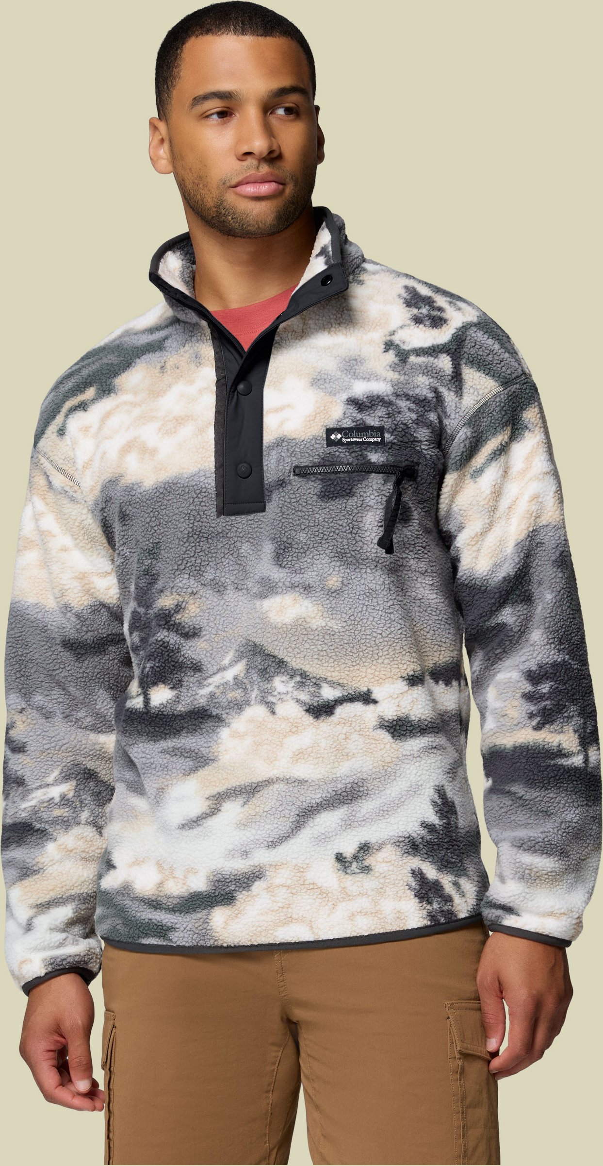Helvetia II Printed Half Snap Fleece Men L mehrfarbig grau - shark, dreaming