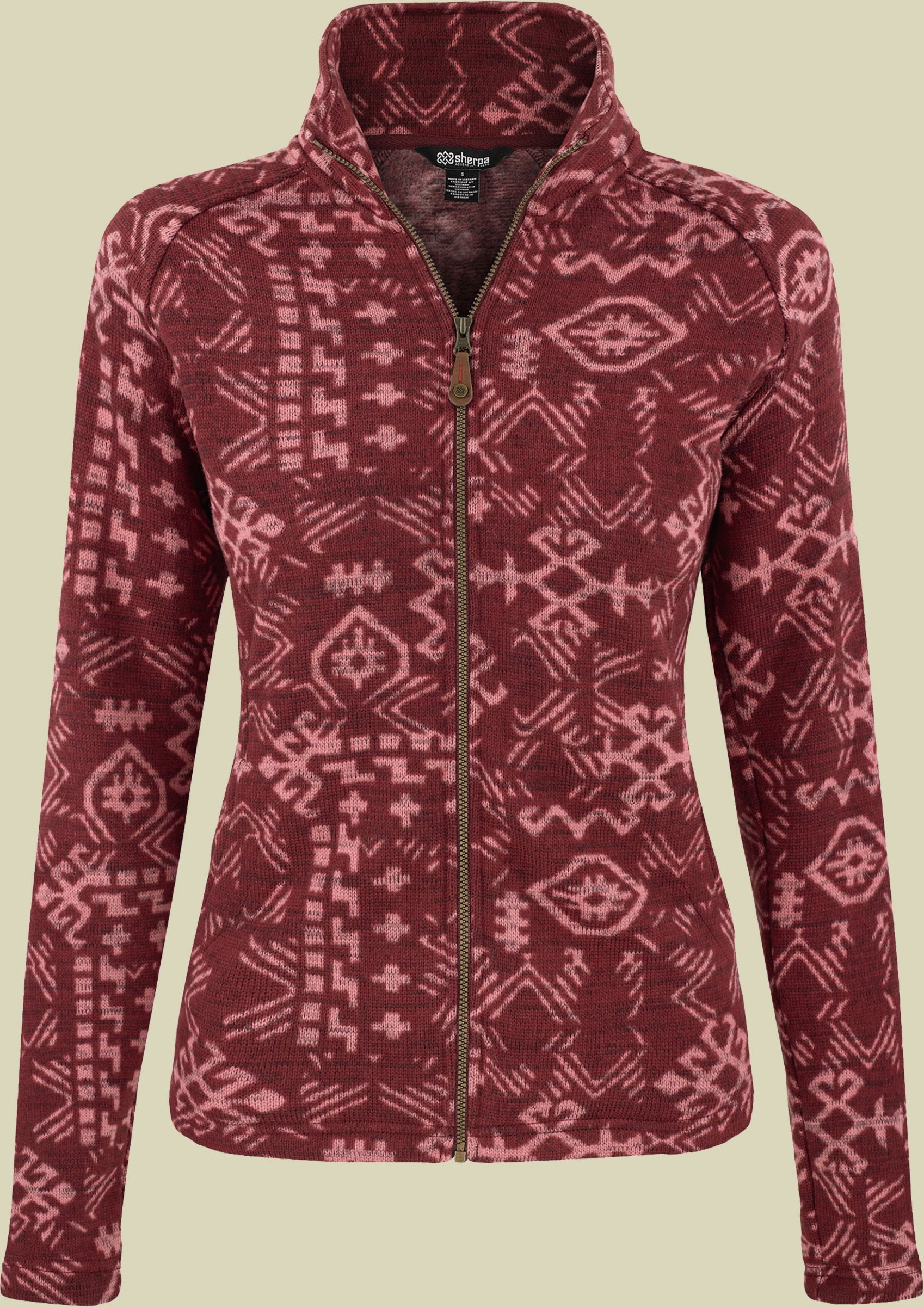Bhutan Full Zip Jacket Women Größe XL Farbe beet red abstract