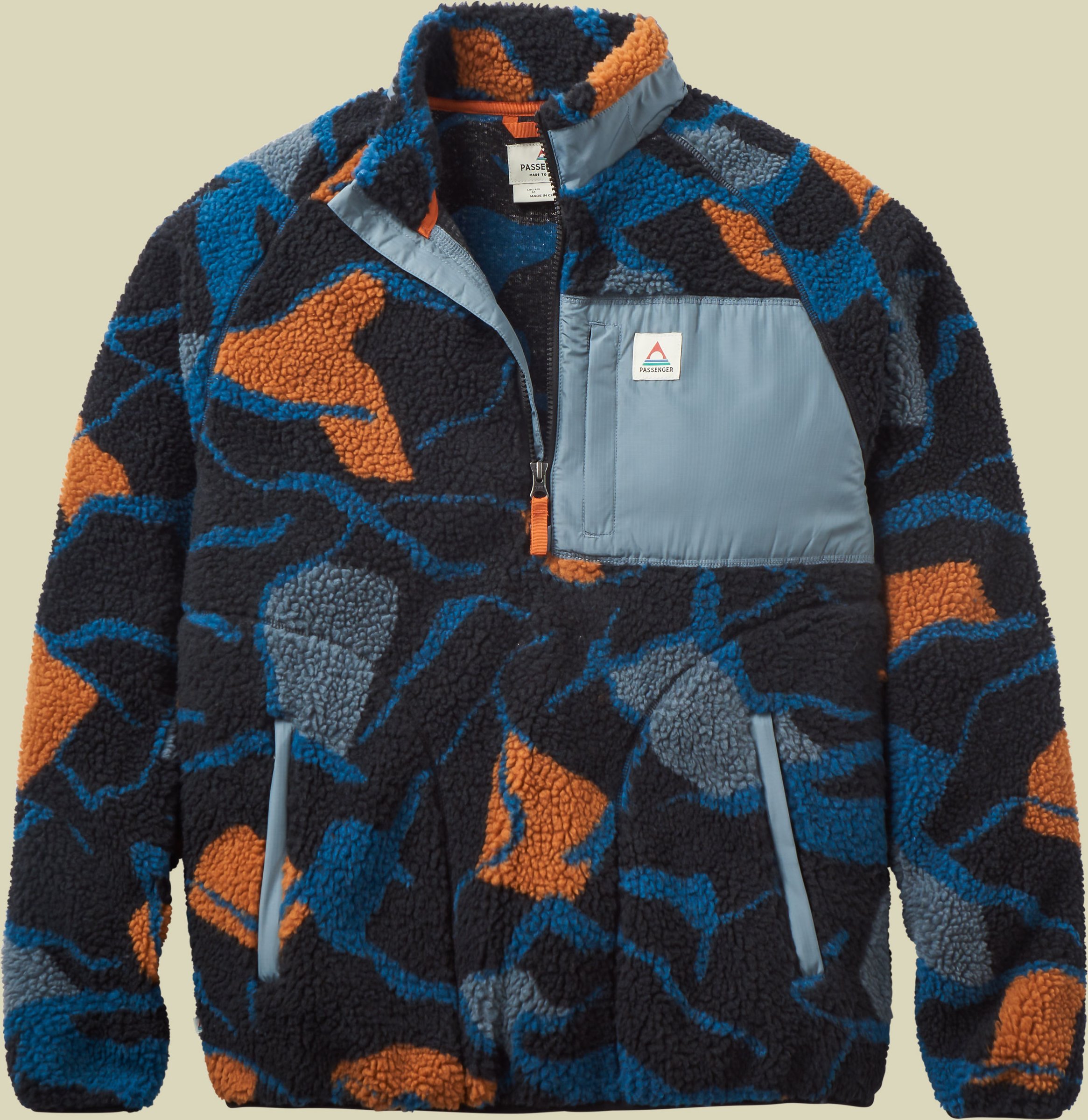 Offroad Recycled Sherpa 1/2 Zip Fleece Men M mehrfarbig - abstract trails black