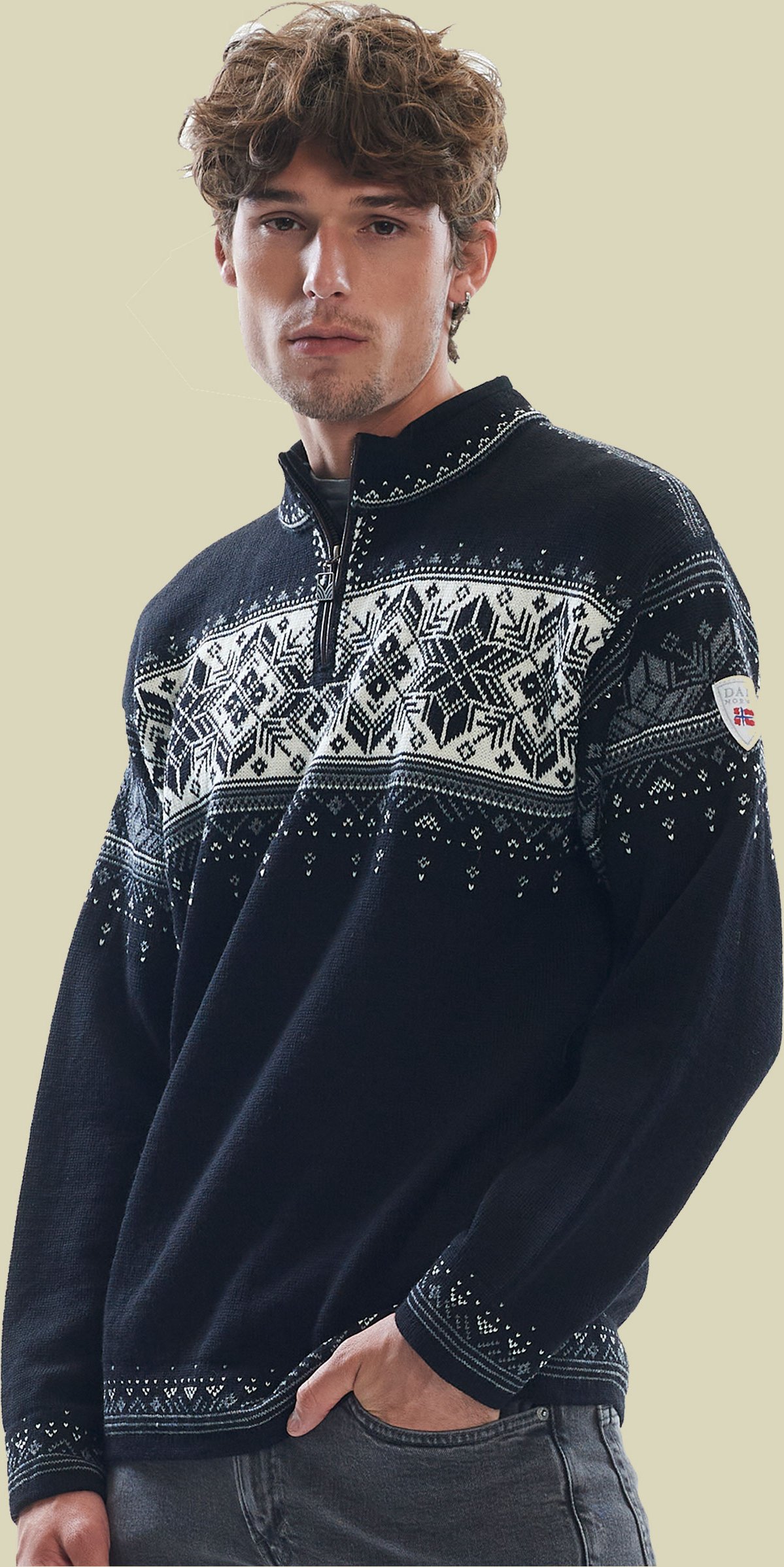 Blyfjell Sweater Men black smoke/off white/light charcoal L