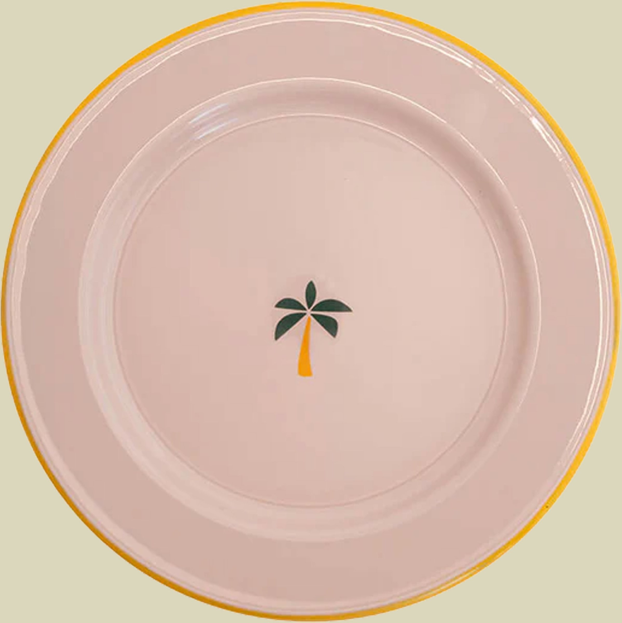 Emaille Teller one size rosa - Farbe rosa / gelb mit Palme