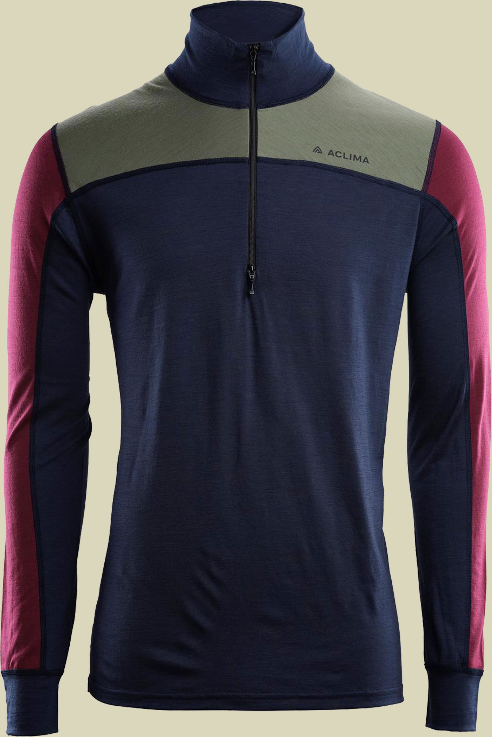 Thumbnail - LightWool Reinforced Mockneck Men Größe S Farbe navy blazer-ranger green-zinfandel