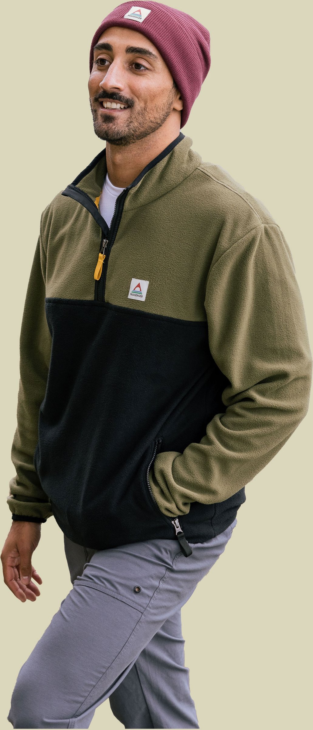 Set Off Recycled Polar 1/4 Zip Fleece Men M grün - khaki