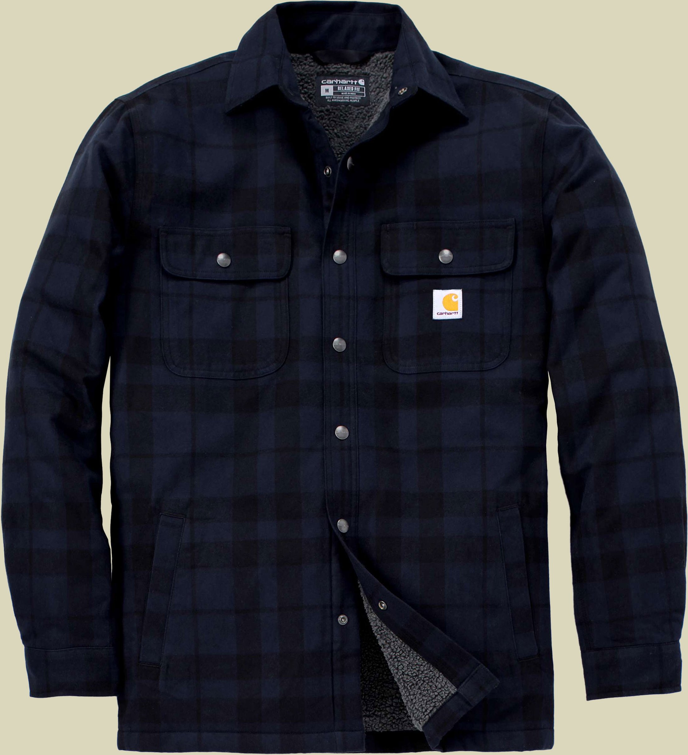 Relaxed Fit Flannel Sherpa-Lined Shirt Men L blau - navy