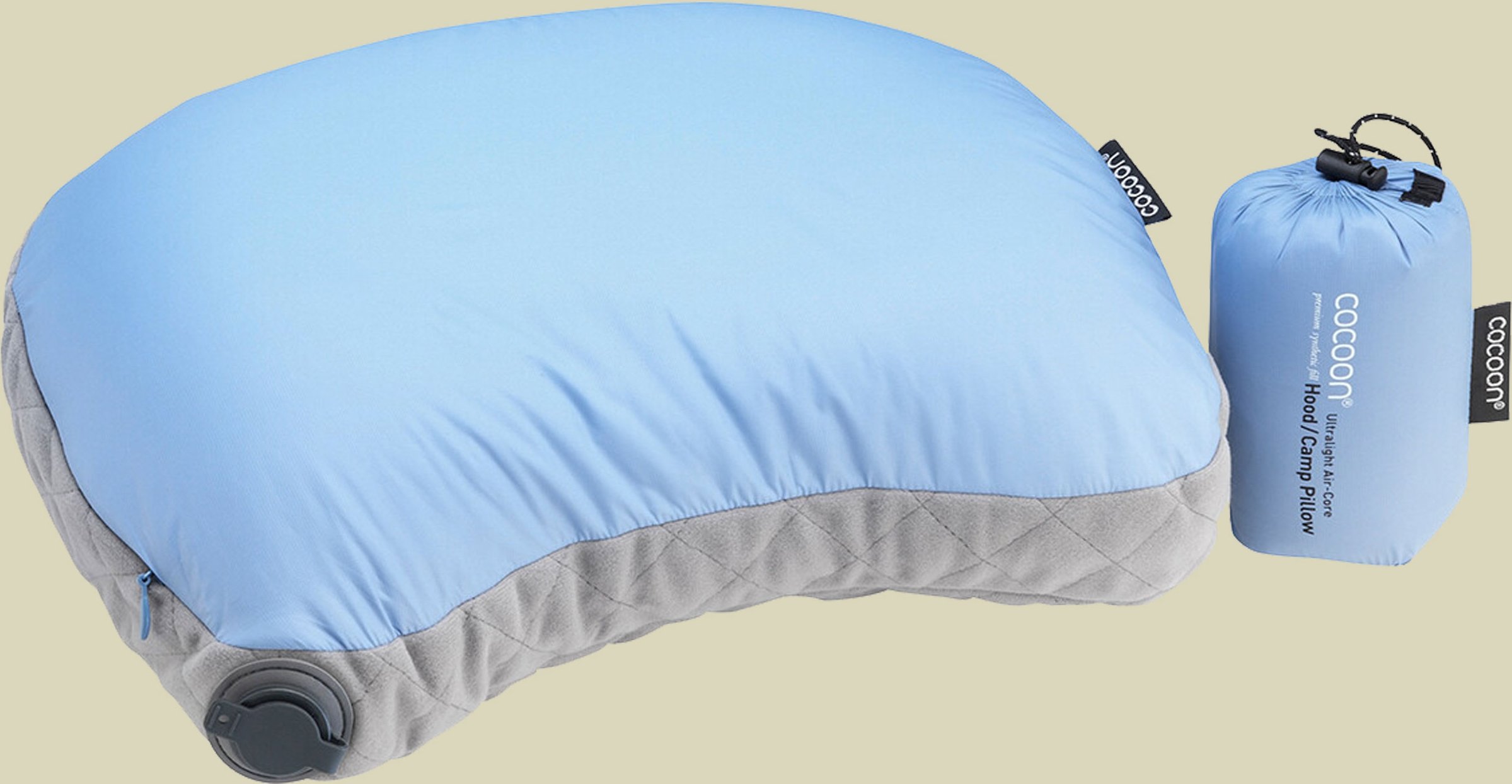 Air-Core Hood / Camp Pillow Größe 28 x 37 cm Farbe light blue/grey