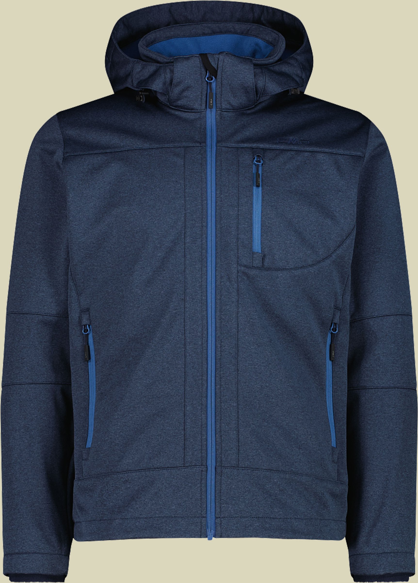 Man Softshell Jacket Zip Hood CMP 3A01787N-M blau 50 - Farbe b.blue melange bluestone