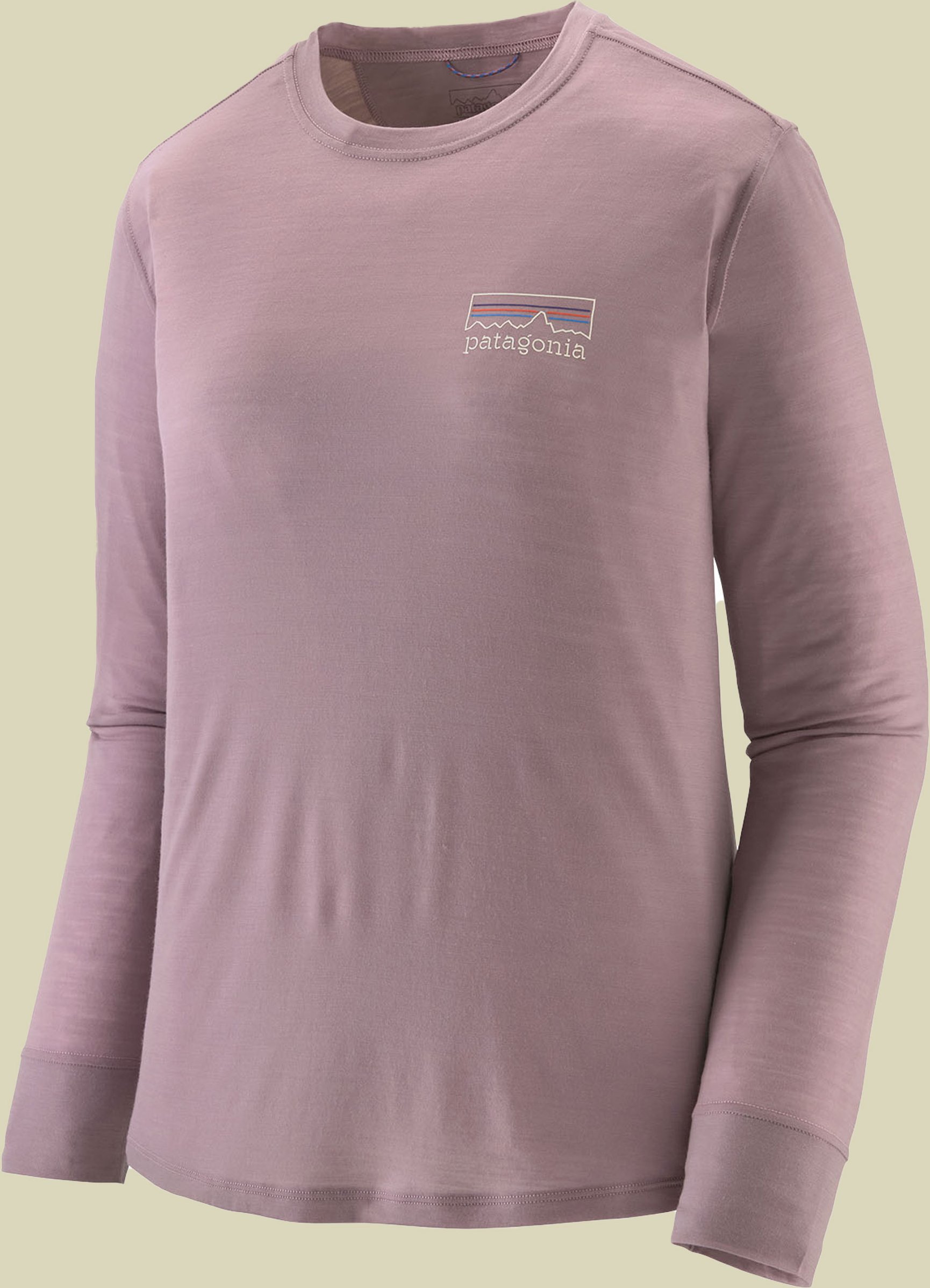 W’s L/S Cap Cool Merino Blend Graphic Shirt M lila - fitz roy strata-quiet violet