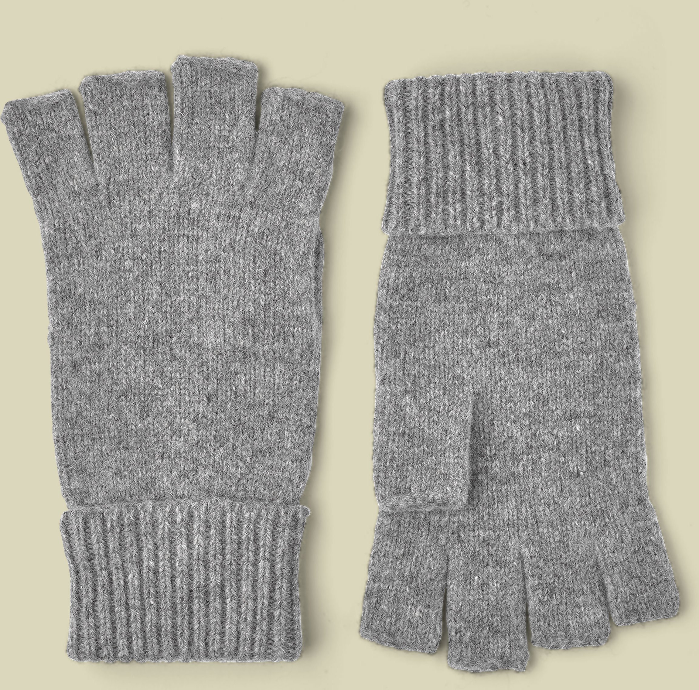 Thumbnail - Basic Wool Half Finger Größe 10 Farbe grey