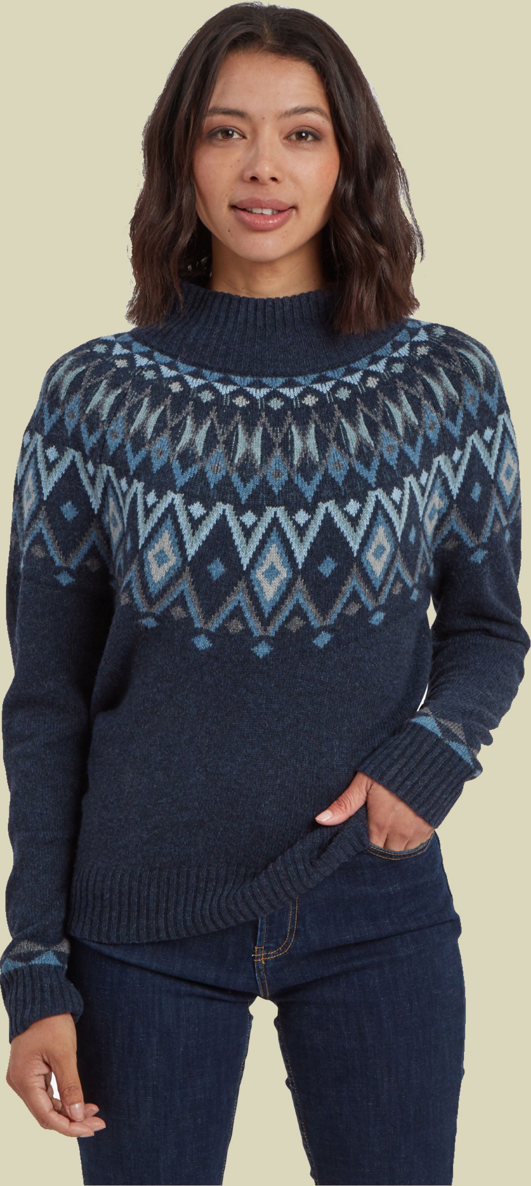 Indu Eco Mock Neck Women blau M - rathee blue